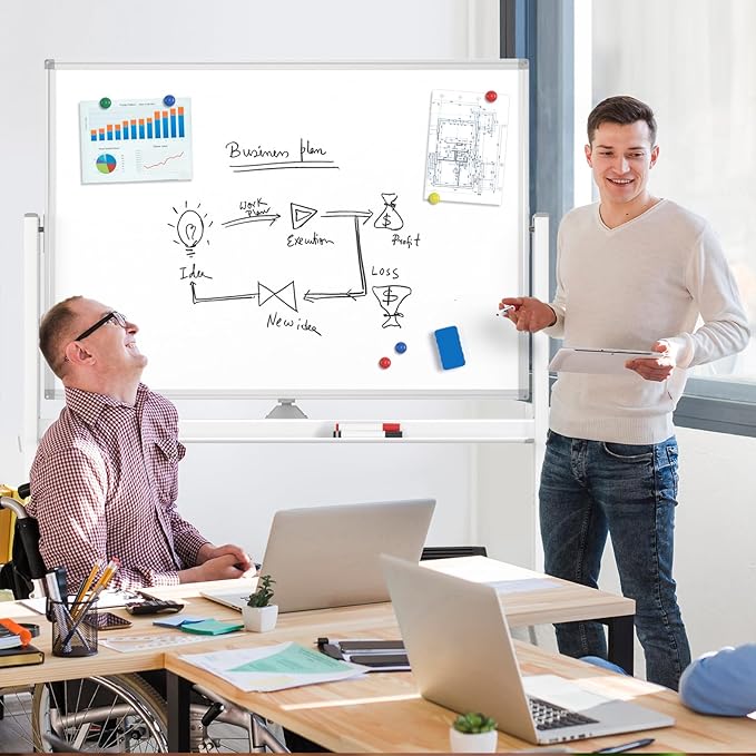 MaxGear Rolling Whiteboard, 48 x 32 Inch Double-Sided Magnetic Dry Erase Board - Image 8