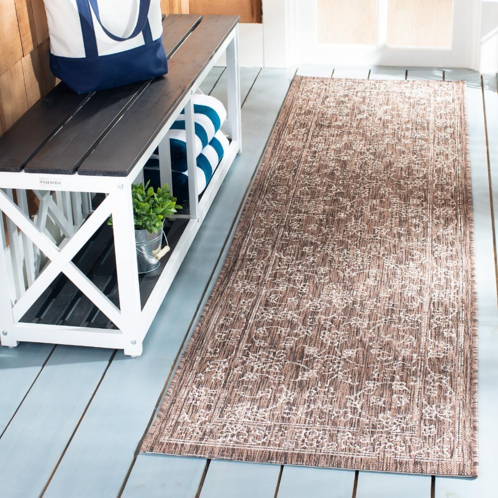 safavieh courtyard outdoor runner rug 2'3"x6'7", brown &, main product view