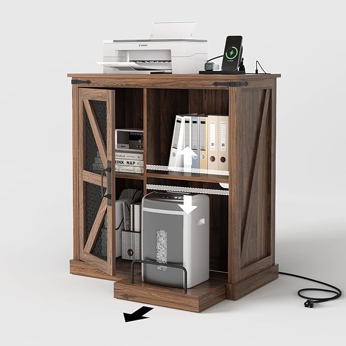 JOINICE, Printer Stand with Storage, File Cabinet with Socket and USB Charging - Image 9
