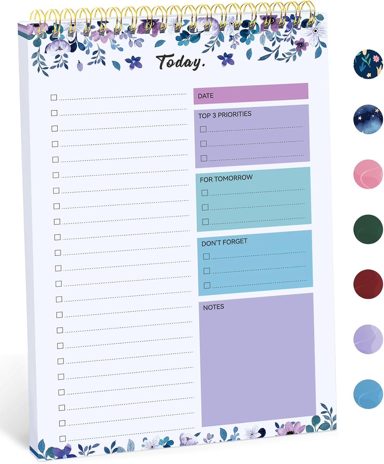 To Do List Notepad, Undated Daily Planner for Work and Goal Setting | VioletBloom, 52 Sheets, 9.8" x 6.5" , for Office, Home and school, Daily Task Planning, Notes and Everyday Organization