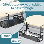 2Pack Under Desk Cable Management Tray, No Drill Mesh Desk Cable Tray, Wire - Image 7