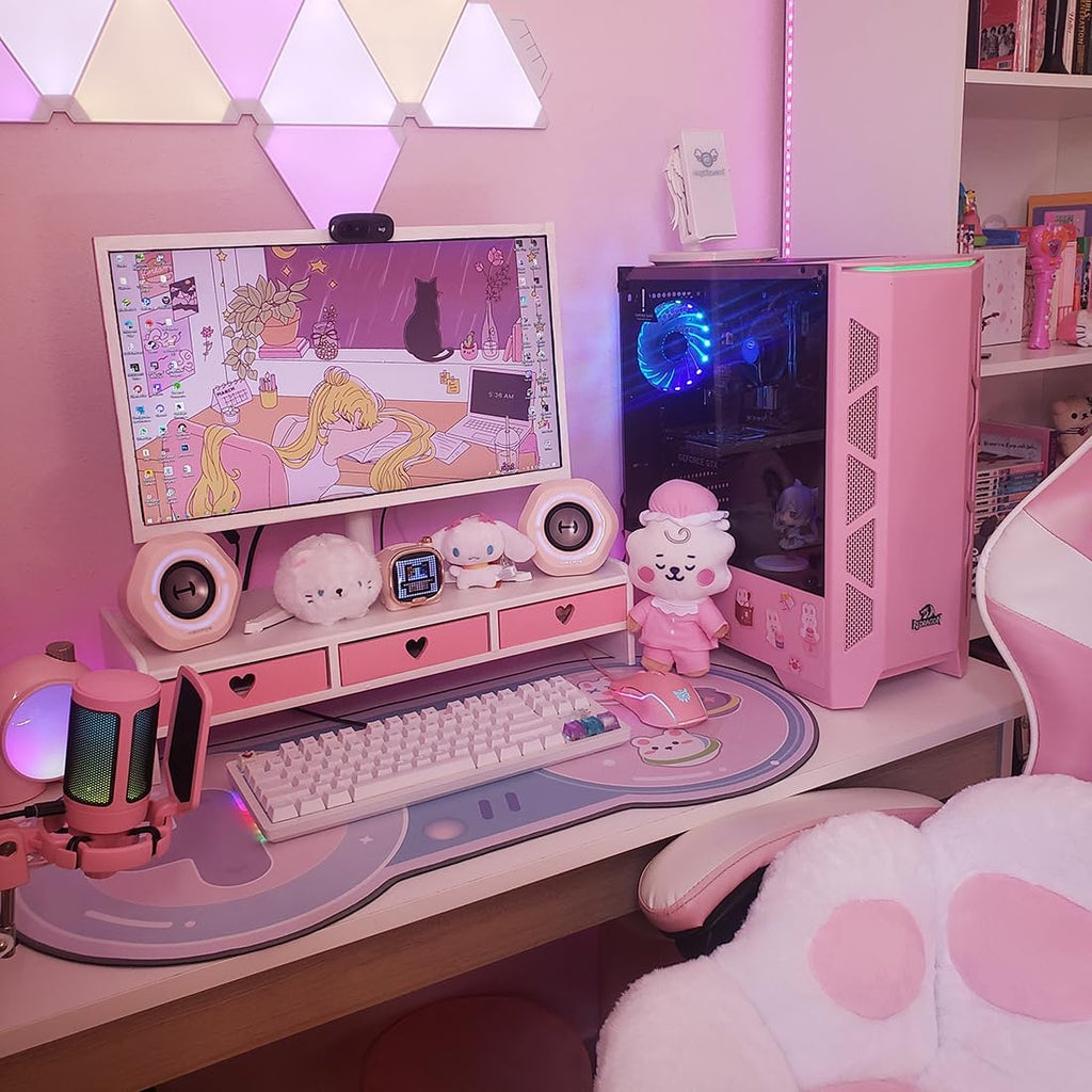 cute monitor stand kawaii desk organizer cute desk showing dimensions
