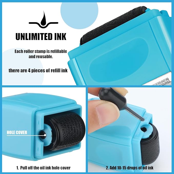 Nezyo 2 Pack Identity Protection Roller Stamp Identity Theft, Confidential - Image 5