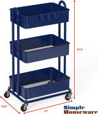Simple Houseware 3-Tier Heavy Duty Metal Utility Rolling Cart - Image 2