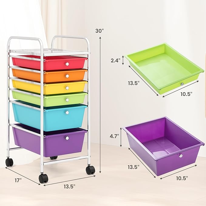 RELAX4LIFE 6-Drawer Rolling Storage Cart - Image 3