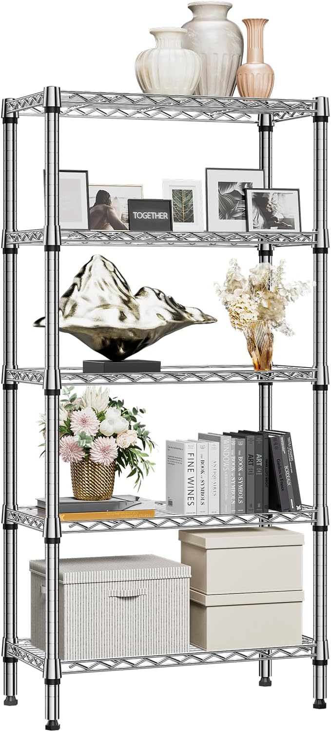 M MZG 1250 lbs 5 Tier Shelf Metal Storage Shelves Shelving Wire Rack Heavy Duty - Image 8