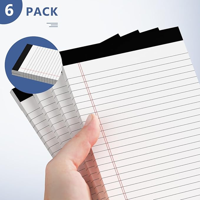 Nichela 5" x 8" Note Pads 6 Pack of Legal Pads 30 Sheets Notepad College Ruled - Image 6