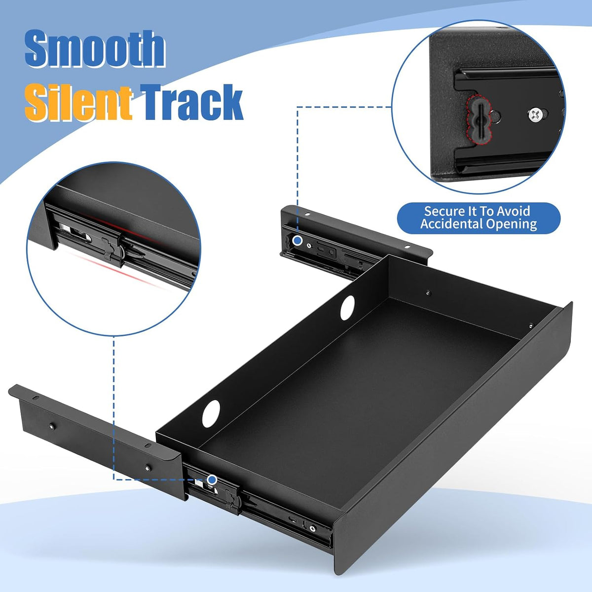 KHAMAL Under Desk Drawer Slide Out Large - Under Table Drawer 17.32" x 9...
