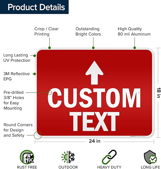 Custom Arrow, Custom Directional Sign, Up Arrow, 18x24 Inches, 3M EGP Reflective - Image 6