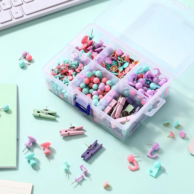 600 Pcs Decorative Push Pins, Pastel Color Thumb Tacks 6 Types Cute Push Pin - Image 3