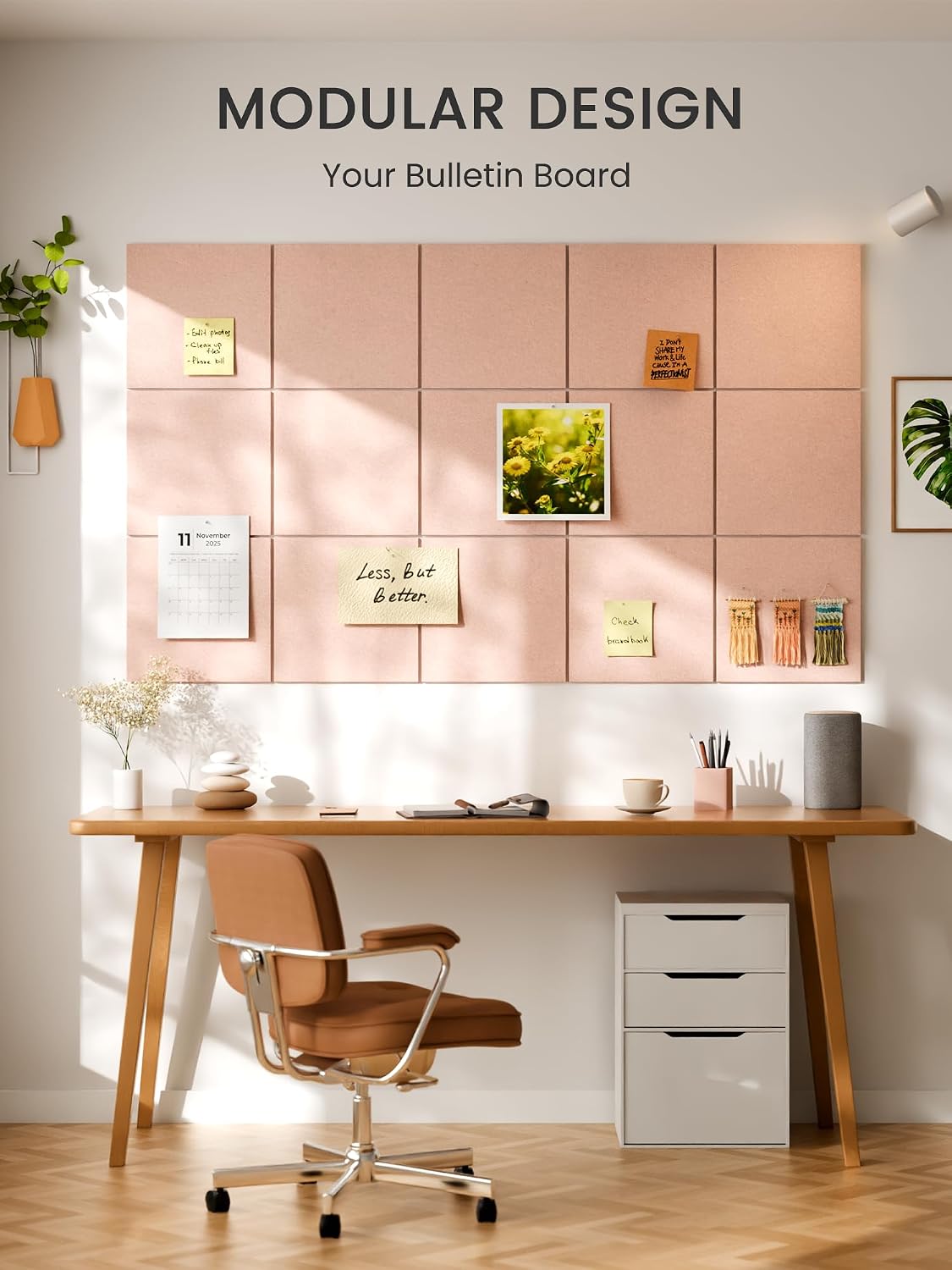 Bumusty 48" x 36" Large Cork Board Alternative, Pink