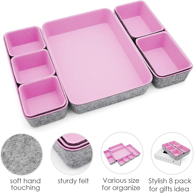 Welaxy desk drawer organizers tray felt storage bin caddy - Image 4