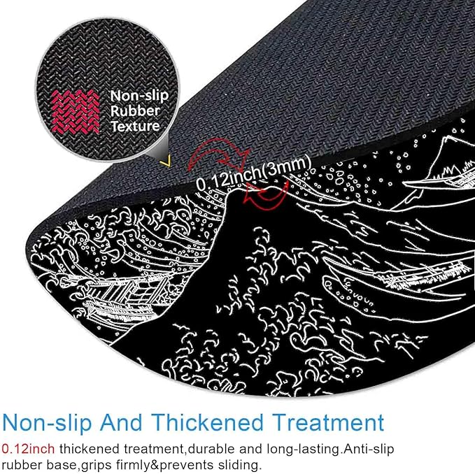 IMAYONDIA Japanese Great Wave Mouse Pad Small, Kanagawa Round Mousepad - Image 3