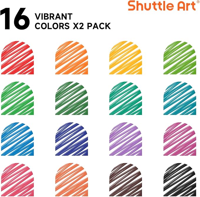 Shuttle Art Dry Erase Markers, 32 Pack 16 Colors Whiteboard Markers, Fine Tip - Image 2