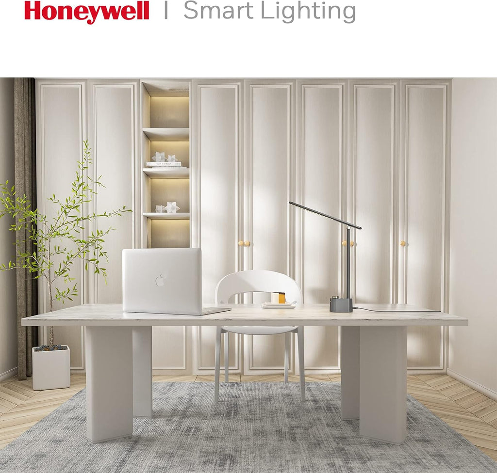 honeywell hwt-h01 led desk lamp, foldable & stepless on a desk or shelf