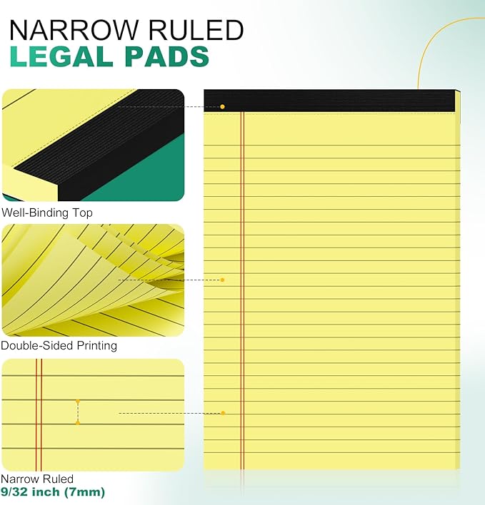 10 Pack Yellow Legal Pads 5x8 Small Note Pads, Writing Pads - Image 4