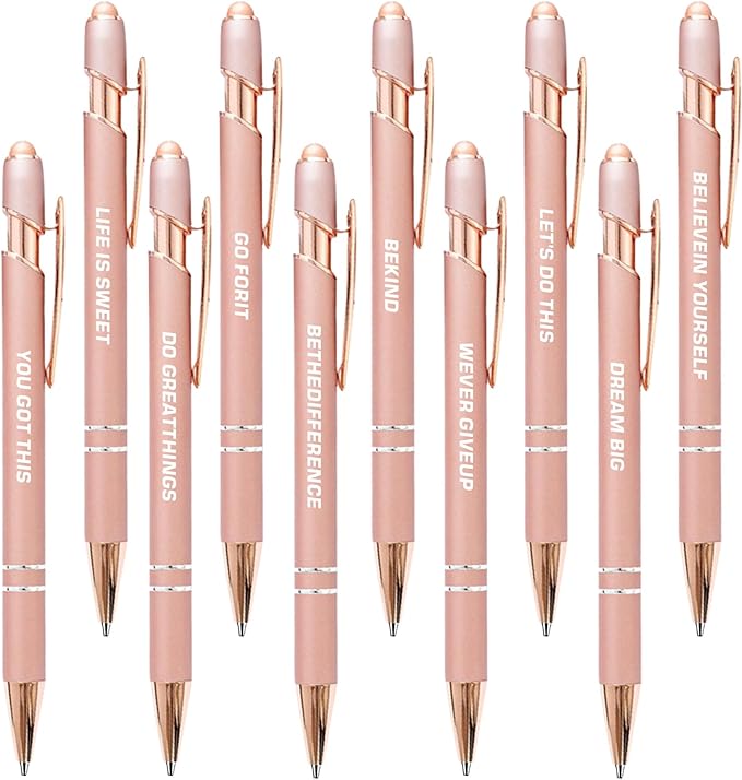 CRME 10pcs Funny Quotes Rose Gold Pens Set Novelty Pens Gifts by Unknown
