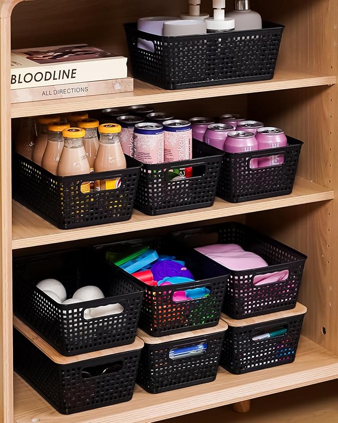 Anywish Storage Bins with Lids 10 Packs, Plastic Storage Bins with Bamboo Lids - Image 7