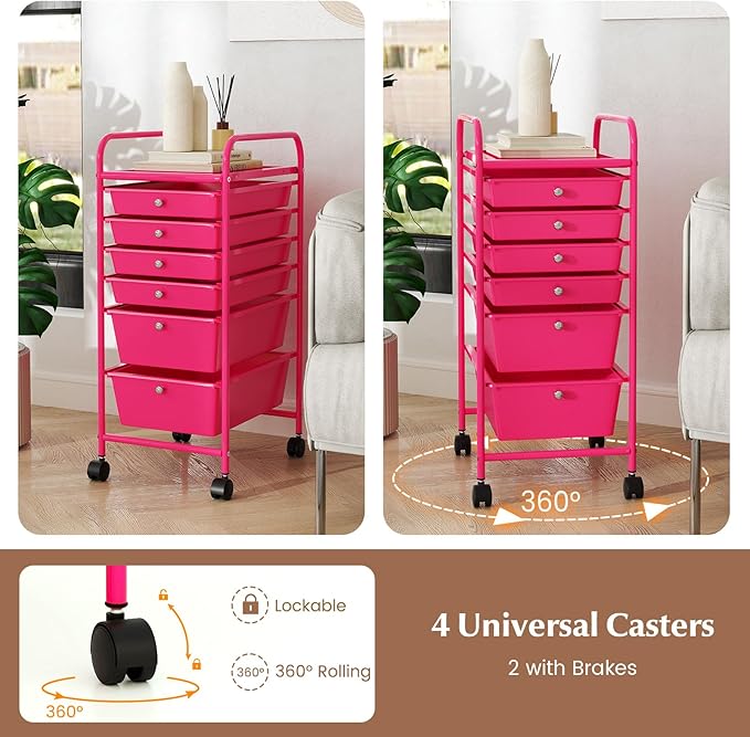 RELAX4LIFE 6-Drawer Rolling Storage Cart - Image 5