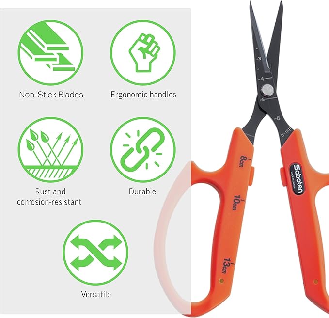 Saboten Fluorine Coated Straight Blade Trimming Scissors Orange PT-1 160mm - Image 3