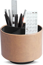 Hennaja Round Leather Art Supply Organizer, Remote Control Holder, 360 Degree by Hennaja