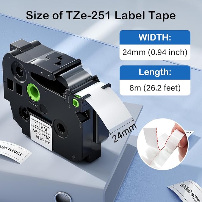 Labelife 8-Pack TZe-251 TZe TZ Tape 24mm 0.94 Compatible - Image 2