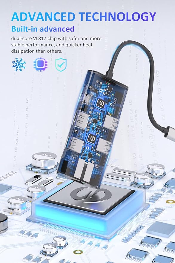 UtechSmart USB C Hub, USB C Ethernet Multiport Adapter, 6 In 1 USB C to HDMI - Image 9