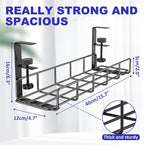 15.7” Under Desk Cable Management Tray, No Drill Steel Cable Tray Organizers - Image 5