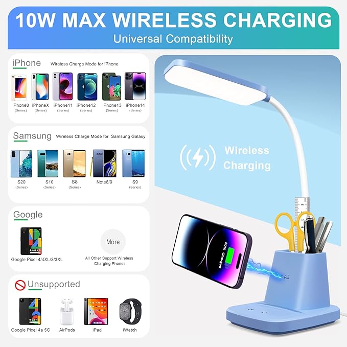 Sailstar Small Desk Lamp, Wireless Charger LED Desk Lamps - Image 2