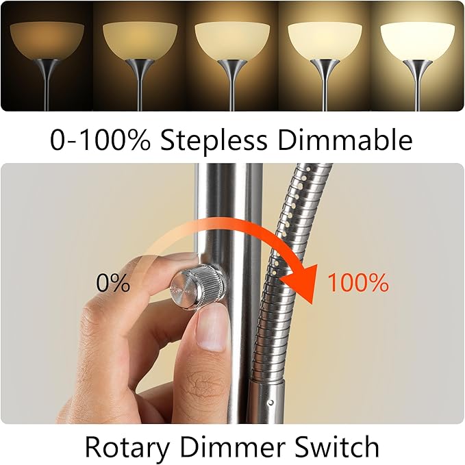 RISLG Floor Lamp, Dimmable Standing lamp, Stepless Dimming Brightness, Included - Image 2