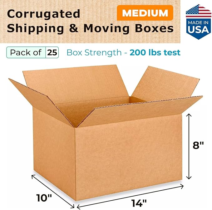 Medium Moving & Shipping Boxes 14"L x 10"W x 8"H - Image 2