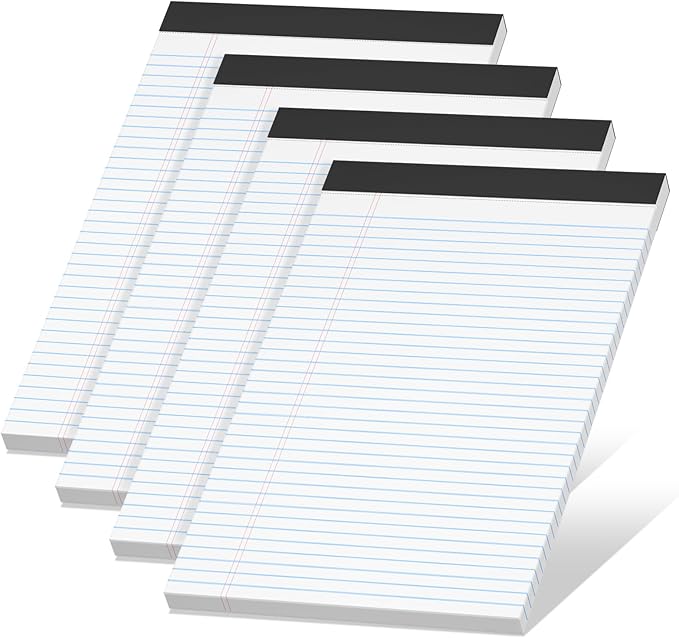 4 Pack Note Pads 8.5 x 11 White Legal Pads Narrow Ruled by NotePads