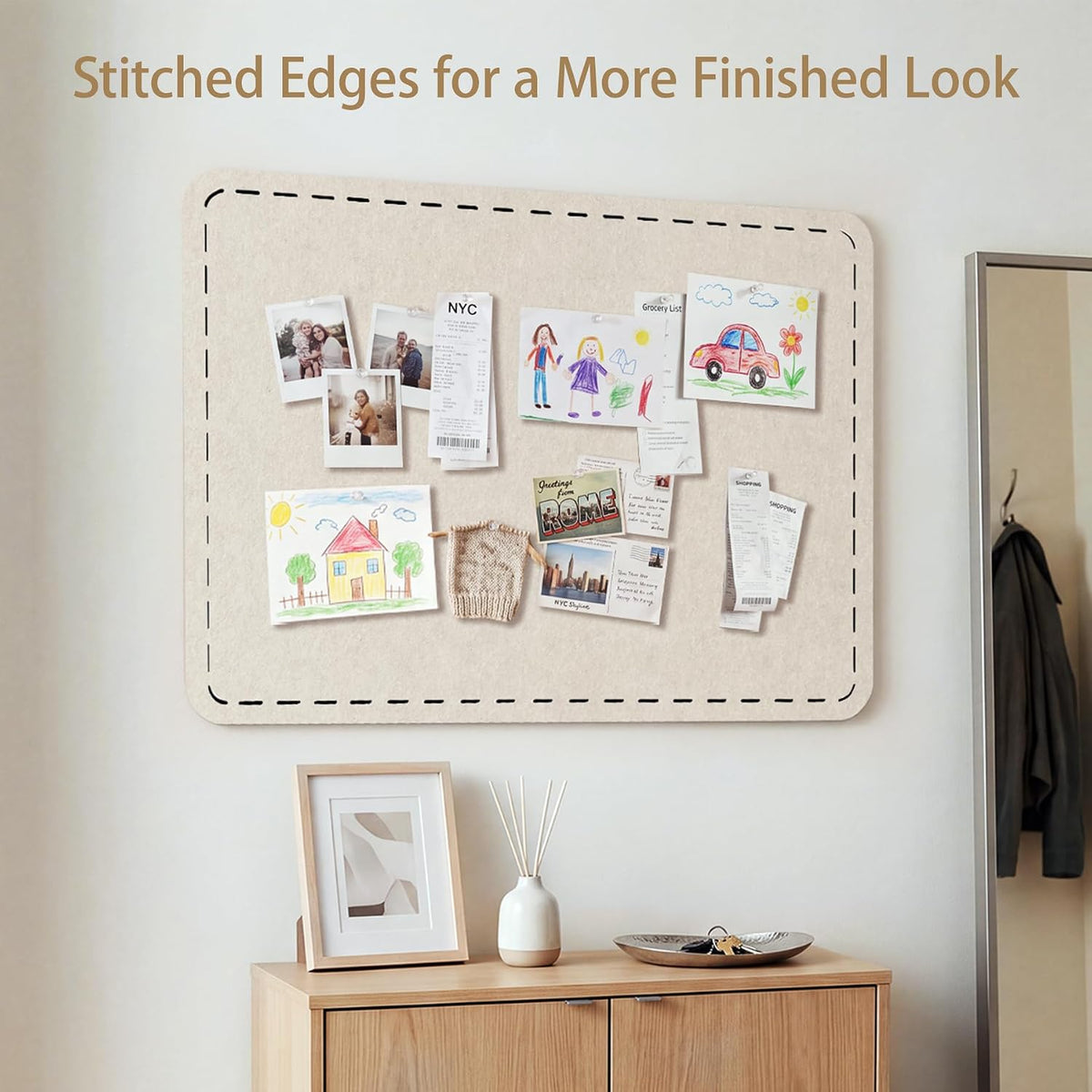 Stitched Bulletin Board 36 x 24 Inches Cork Board Alternative for Wall