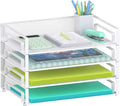 Samstar 4 Pack White Stackable Letter Paper Tray, Desk File Organizer Paper by Samstar