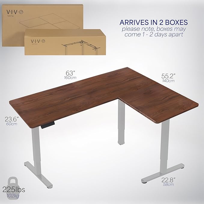 VIVO Electric Corner 63 x 55 inch L-Shaped Standing Desk, Memory Height - Image 6