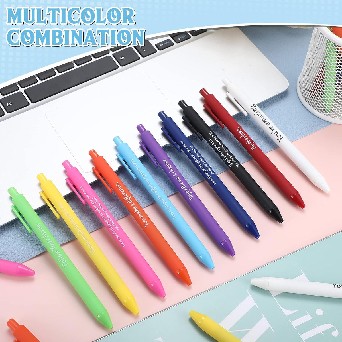 Teling 100 Pcs Inspirational Pens Bulk, Classic Colors, Classic Style