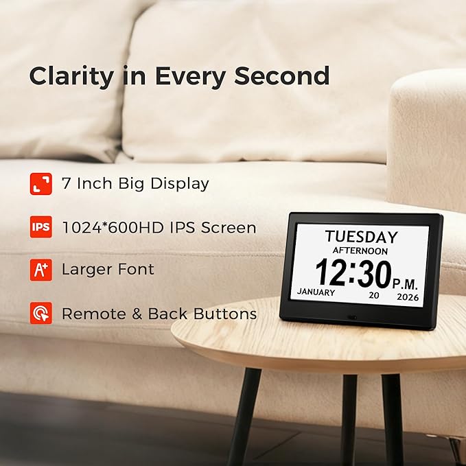 7'' Digital Clock, Dementia Clock - Image 2