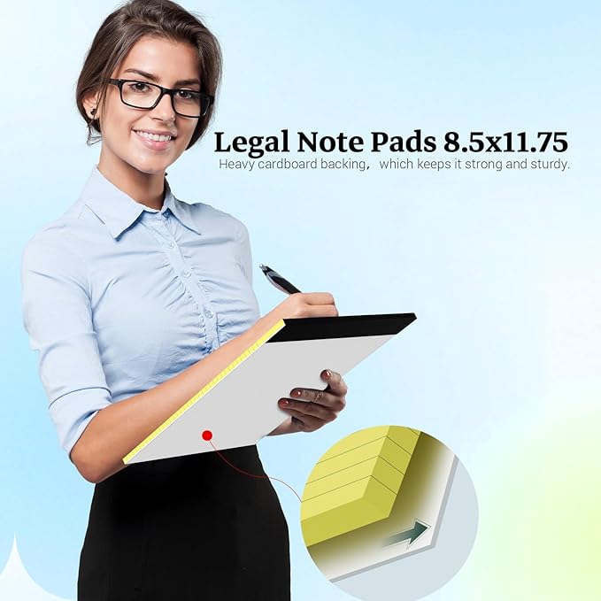 Yellow Legal Pad, 8.5 x 11 College Ruled Notepad, 12 Pack Legal Notepads 8.5 x - Image 4