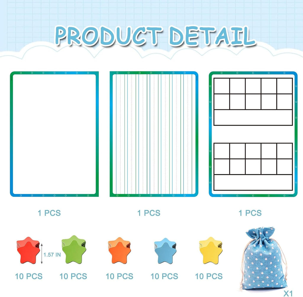 3+50PCS,Magnetic Lined Paper for Whiteboard 23.3x16.5in, Giant Notebook Paper for Classroom Draw Write Dry Erase Handwriting Chart Kids for Teachers (Note+Ten),Ten Math 16.5x11.7in