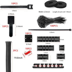 189PCS Cable Management Kit, 6 Cable Sleeve40 Cable Clips - Image 3