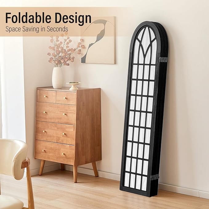 ALeesing Folding Room Divider Privacy Screen Freestanding 6-Panel Shoji Style - Image 6