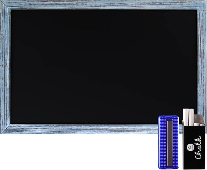 HBCY Creations 11" x 17" Rustic Blue Solid Wood Frame Wall Chalkboard, Magnetic by HBCYCreations