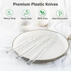 Dealusy 300 Count Extra Heavy Duty Clear Plastic Knives Disposable, Heat - Image 3