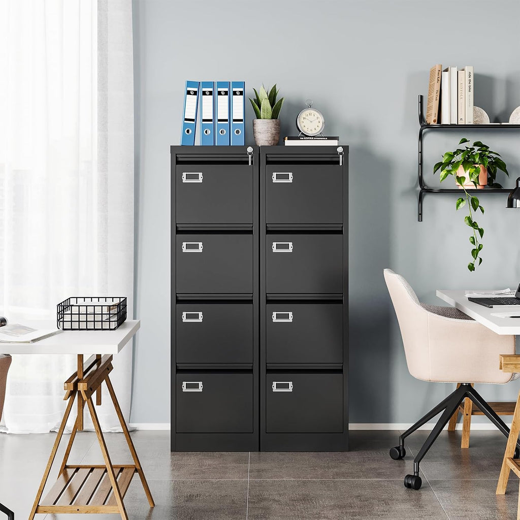 miiiko 4 drawer file cabinet with lock, metal shown in use