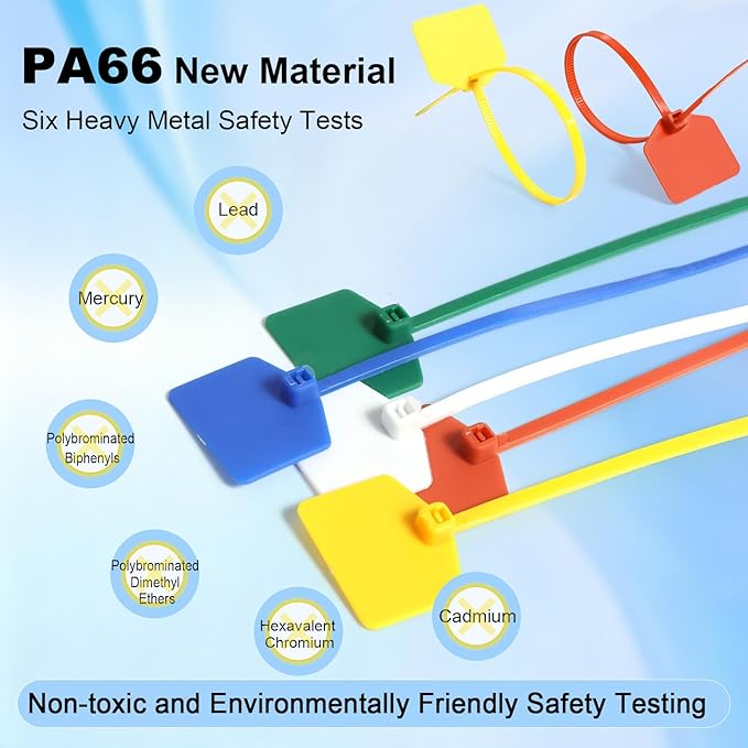 4 in Marker Nylon Cable Ties, Plastic Water Proof Tags, Self-Locking Written-on - Image 3