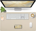 Beige Desk Mat with Stitched Edges, 31.5"×15.7" Keyboard Pad, Non-Slip Desk by Bloss