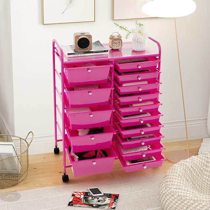 GOFLAME 15-Drawer Rolling Storage Cart, Craft Storage Cart - Image 9
