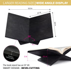 Solid Wood Book Stand for Reading and Display, Foldable Book Holder for Cookbooks, Art Books, Bibles, Magazines – Open Book Stand for Kitchen, The Front Stopper Helps Prevent Books from Sliding.