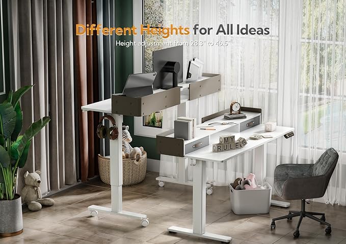 Claiks Standing Desk with Drawers, Stand Up Electric Standing Desk Adjustable - Image 6