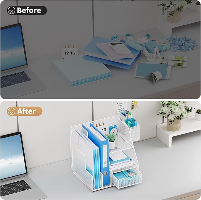Marbrasse Desk Organizer and Accessories, 3-Tier File Organizer - Image 7